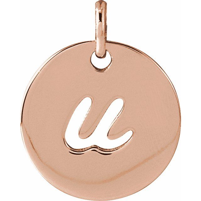 14K Rose Gold Script Initial F Necklace