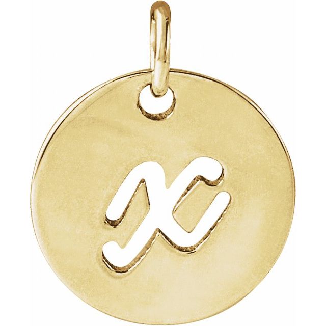 14K Gold Script Initial Pendant