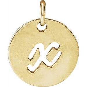 14K Gold Script Initial Pendant
