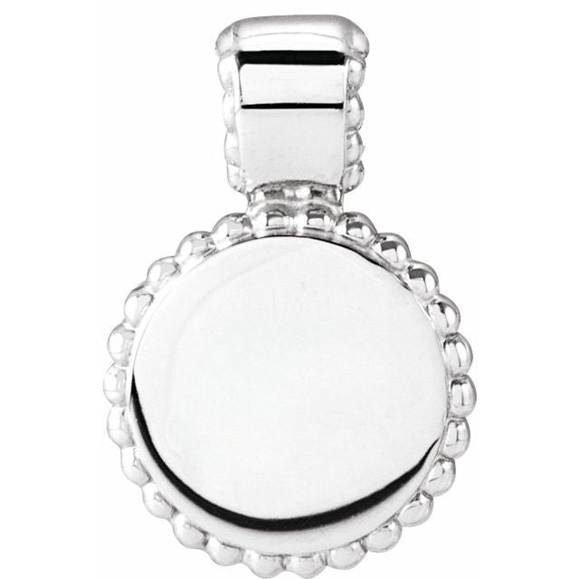 Personalized Platinum Beaded Disc Pendant - Engravable Elegance