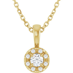1/8 CTW Natural Diamond Radiant French-Set Halo-Style Necklace in 14K Gold & Platinum