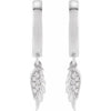 Silver .03 CTW Natural Diamond Angel Wing Hinged Hoop Earrings