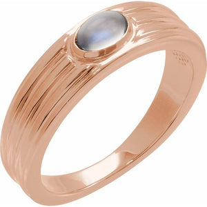 Natural Turquoise Cabochon Solitaire Ring in 14K Gold, Silver & Platinum