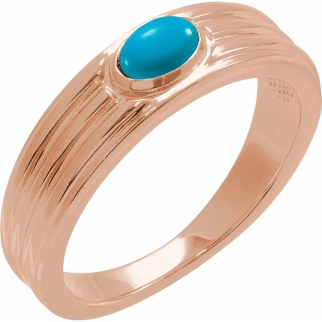 Natural Turquoise Cabochon Solitaire Ring in 14K Gold, Silver & Platinum