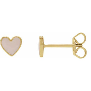 14K Gold Heart Stud Earrings - Options Available