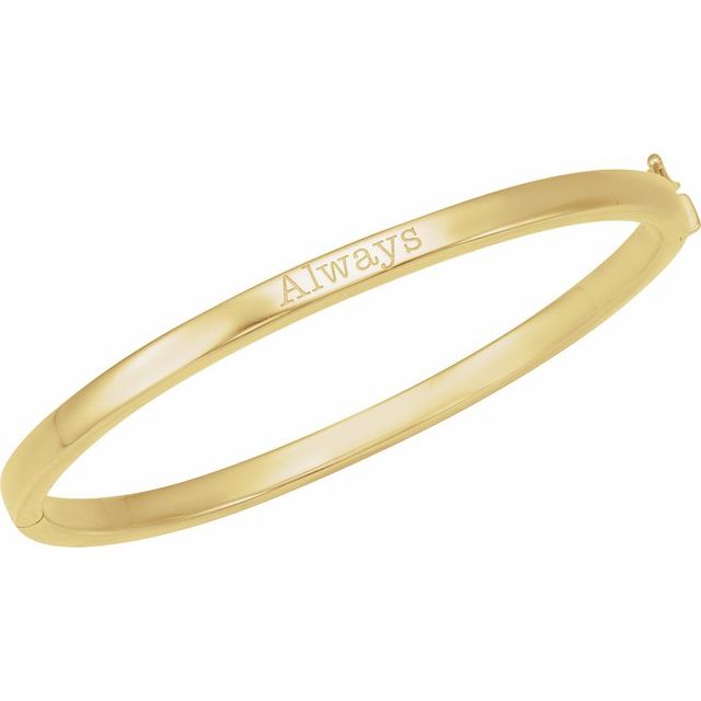 14K Yellow Gold, 6 mm Tube Design Hinged Bangle Bracelet - Elegant Luxury