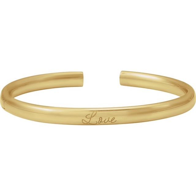 14K Yellow Gold 6 mm Hinged Cuff Bracelet - Elegant Design