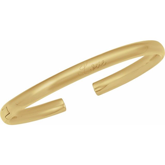 14K Yellow Gold 6 mm Hinged Cuff Bracelet - Elegant Design