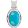 14K White Gold Natural Turquoise Oval Pendant - Elegant Design