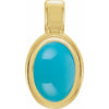 14K White Gold Natural Turquoise Oval Pendant - Elegant Design