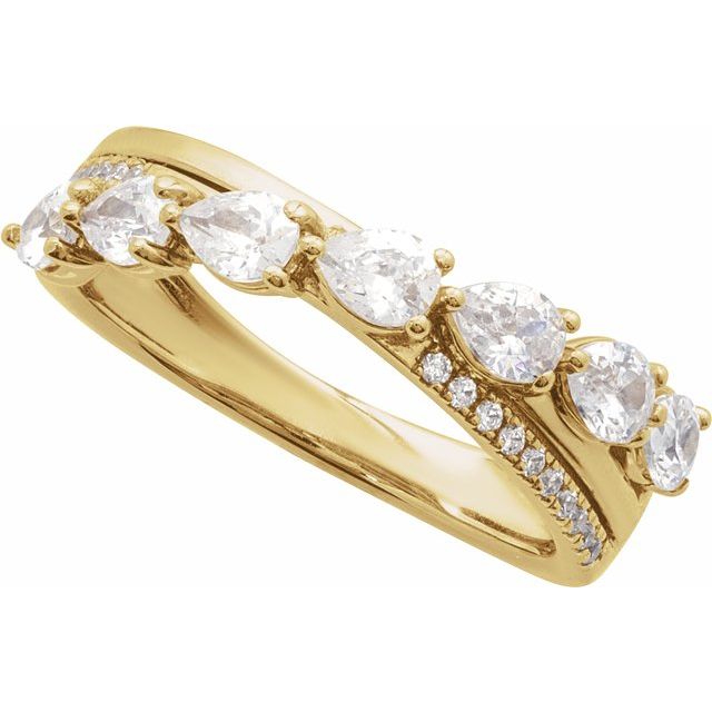 14K Yellow Gold 1 1/8 CTW Natural Diamond Pear-Shaped Ring