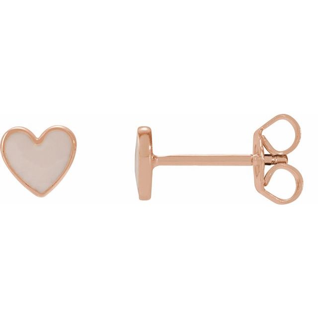 14K Gold Heart Stud Earrings - Options Available