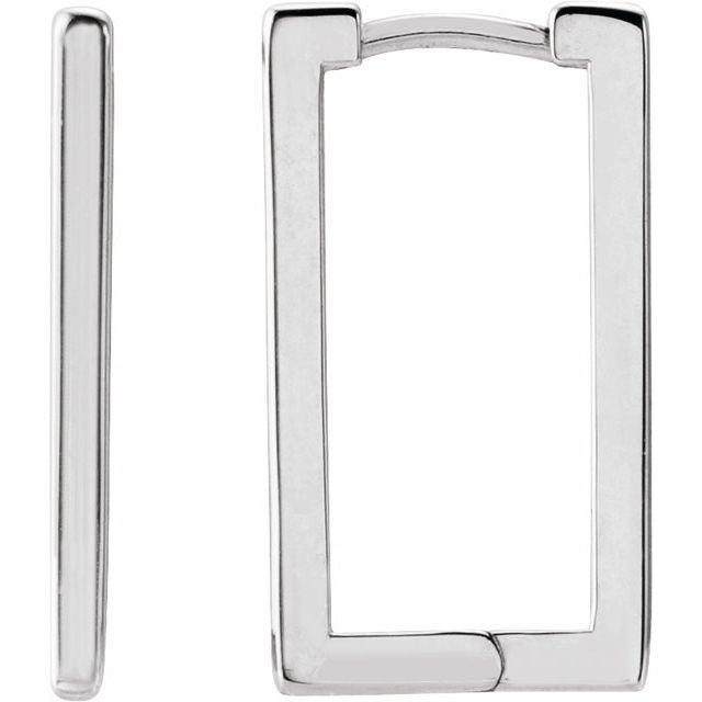 Platinum Geometric Hinged Hoop Earring