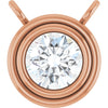 14K Rose Gold Bezel Set 1/4 CT Natural Diamond Necklace Center