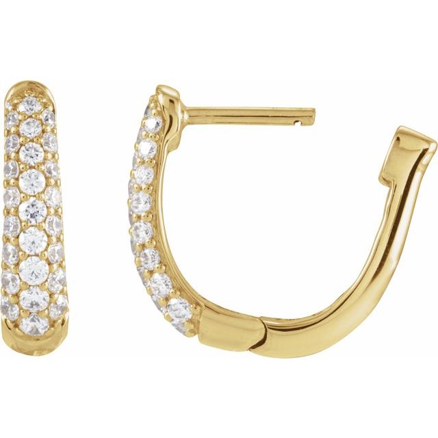 14K Yellow Gold 1/2 CTW Natural Diamond Hoop Earrings