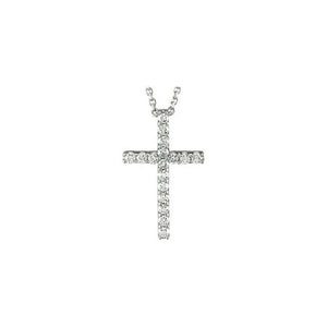 1/5 CTW Natural Diamond Radiant Petite Cross Necklace in 14K Gold & Platinum