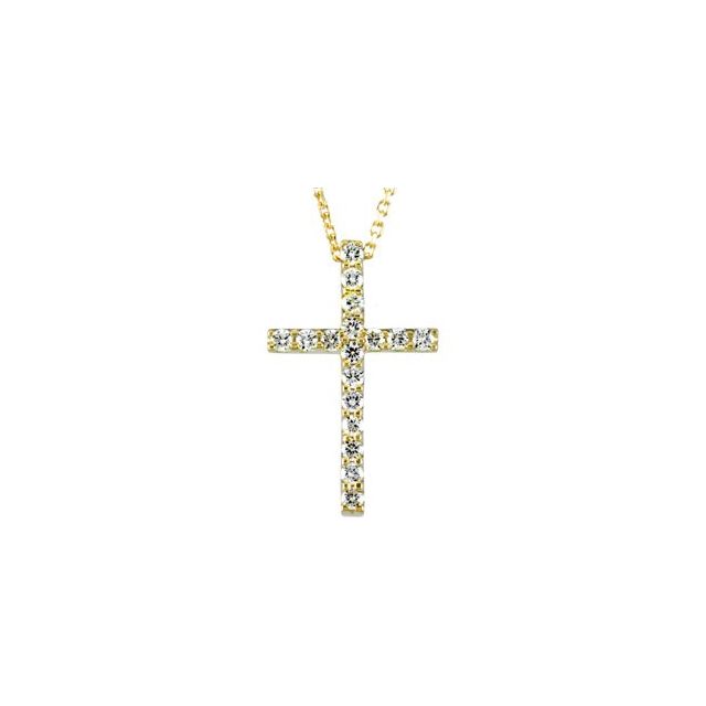 14K White Gold 1/6 CTW Natural Diamond Petite Cross Necklace