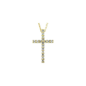 14K White Gold 1/6 CTW Natural Diamond Petite Cross Necklace