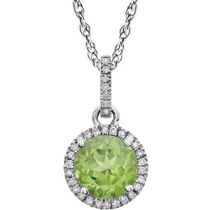 1/10 CTW Natural Birthstone Gemstone Necklace in 14K Gold
