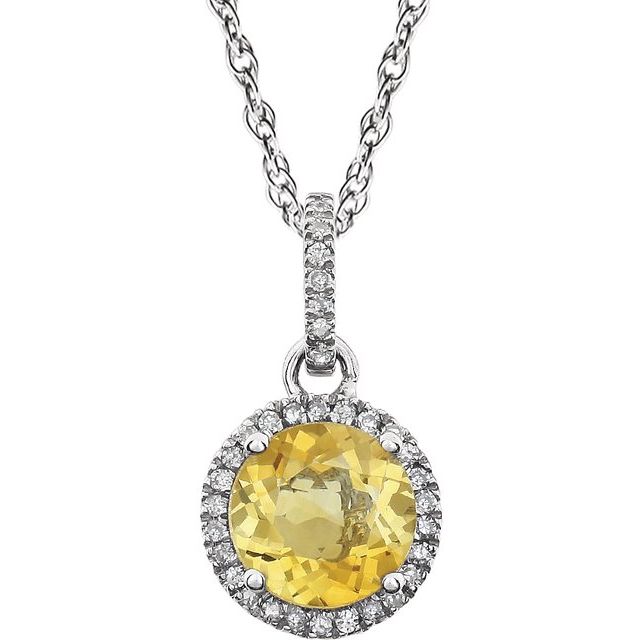 1/10 CTW Natural Birthstone Gemstone Necklace in 14K Gold