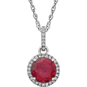 1/10 CTW Lab-Grown Sapphire Birthstone Necklace in 14K Gold with Natural Diamonds
