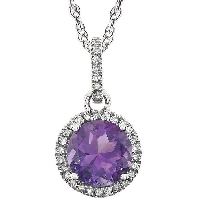 1/10 CTW Natural Birthstone Gemstone Necklace in 14K Gold