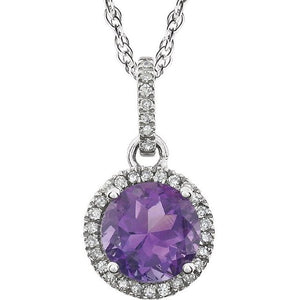 1/10 CTW Natural Birthstone Gemstone Necklace in 14K Gold