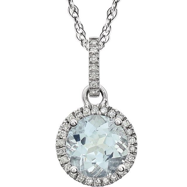 1/10 CTW Natural Birthstone Gemstone Necklace in 14K Gold