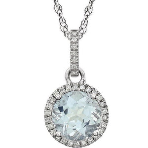 1/10 CTW Natural Birthstone Gemstone Necklace in 14K Gold