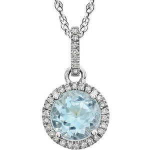 1/10 CTW Natural Birthstone Gemstone Necklace in 14K Gold