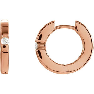 14K Gold Natural Diamond Hinged Hoop Earrings