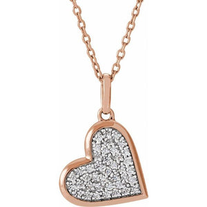 1/4 CTW Natural Diamond Round Heart Necklace in 14K Gold