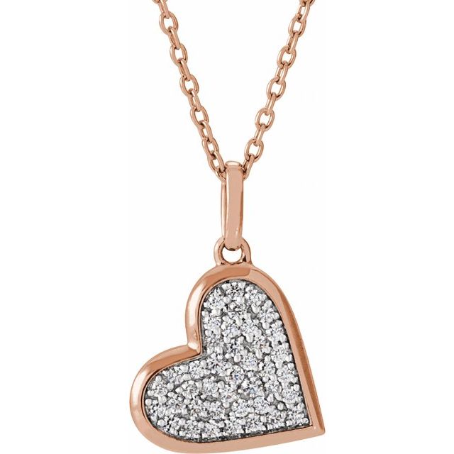 1/4 CTW Natural Diamond Round Heart Necklace in 14K Gold