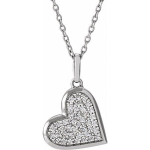 14K Gold Natural Diamond Heart Pendant