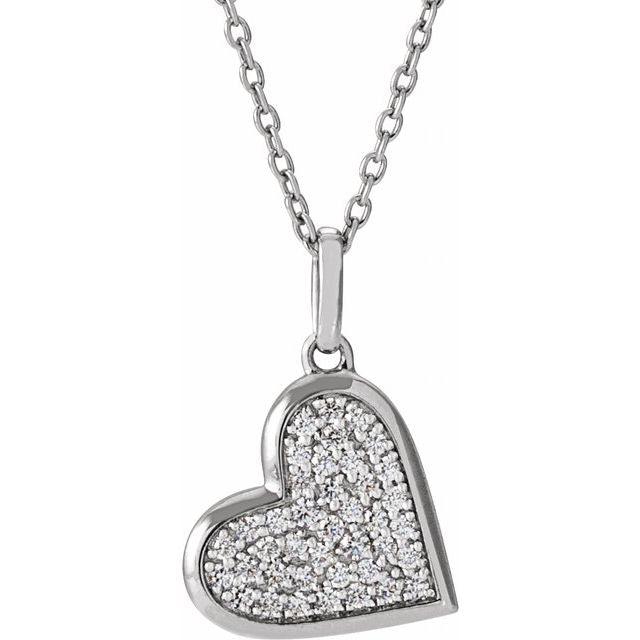 1/4 CTW Natural Diamond Round Heart Necklace in 14K Gold