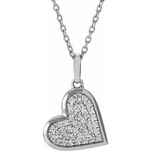 1/4 CTW Natural Diamond Round Heart Necklace in 14K Gold