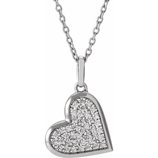 1/4 CTW Natural Diamond Round Heart Necklace in 14K Gold