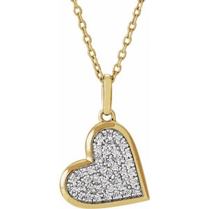 1/4 CTW Natural Diamond Round Heart Necklace in 14K Gold