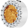 14K White Gold Natural Citrine 6mm Halo Pendant with 1/8 CTW Diamond