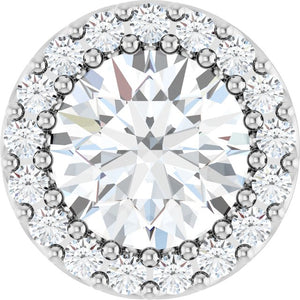 14K White Gold Natural Citrine 6mm Halo Pendant with 1/8 CTW Diamond