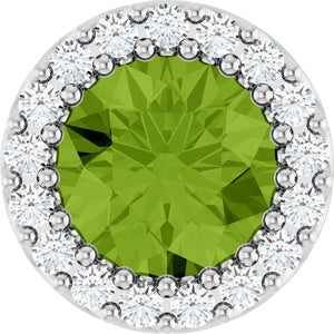 14K White Gold Natural Citrine 6mm Halo Pendant with 1/8 CTW Diamond