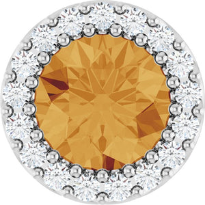 14K Gold Citrine And Diamond Halo-Style Pendant