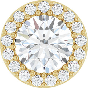 14K White Gold Natural Citrine 6mm Halo Pendant with 1/8 CTW Diamond