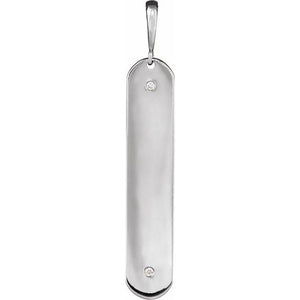 0.0075 CTW Natural Diamond Engravable Elongated Bar Pendant in 14K Gold & Platinum