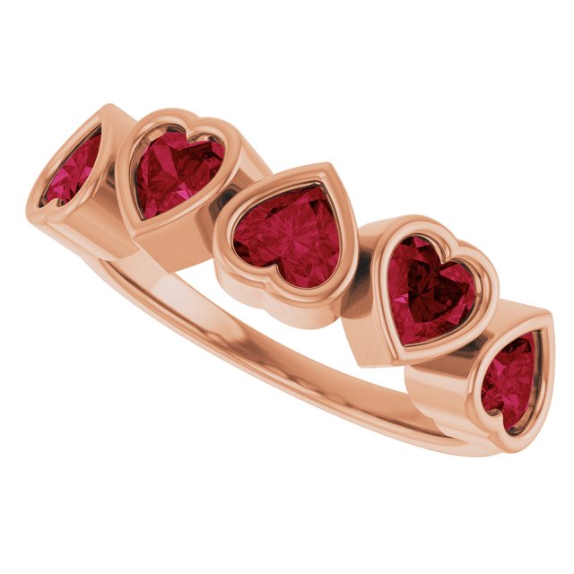 Heart-Shaped 14K Rose Gold Mozambique Garnet Ring