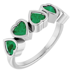 14K Gold, Sterling Silver & Platinum Lab-Grown Emerald Bezel Set Ring - Options Available