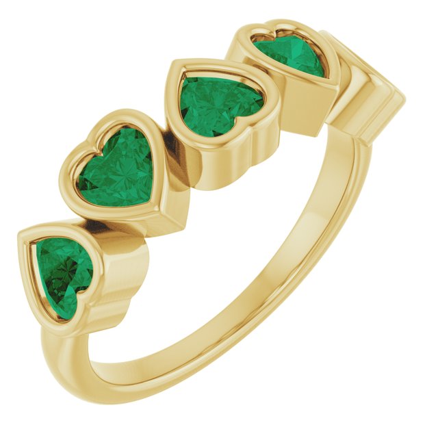 14K Gold, Sterling Silver & Platinum Lab-Grown Emerald Bezel Set Ring - Options Available