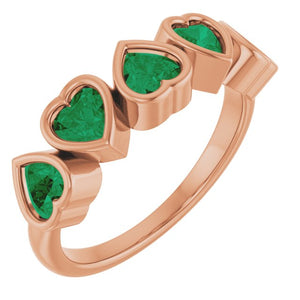 Lab-Grown Emerald Heart Bezel Set Ring in 14K Gold, Silver & Platinum