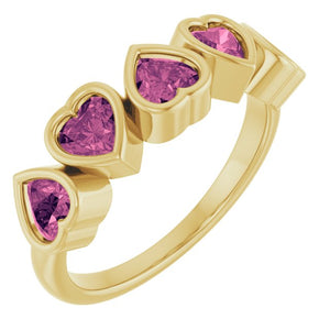 Natural Mozambique Garnet Bezel Set Ring in 14K Gold, Silver & Platinum