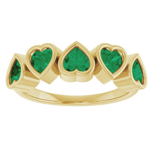 14K Gold, Sterling Silver & Platinum Lab-Grown Emerald Bezel Set Ring - Options Available